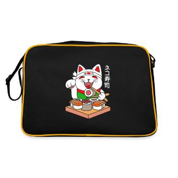 Maneki Neko Japon Lucky Charm Sushi - Sac Retro - noir/or - Dos