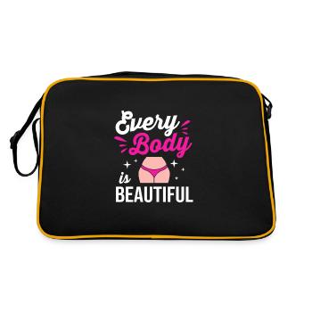 Body Positivity Feminist Feminismus Feministin - Retro Tasche - Schwarz/Gold - Hinten
