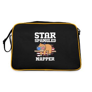 Sloth, laziness, lazy, morning grouch - Retro Bag - black/gold - Back