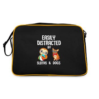 Sloth, laziness, lazy, morning grouch - Retro Bag - black/gold - Back