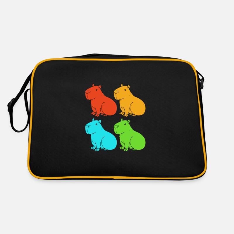 Capybara - Retro Tasche - Schwarz/Gold
