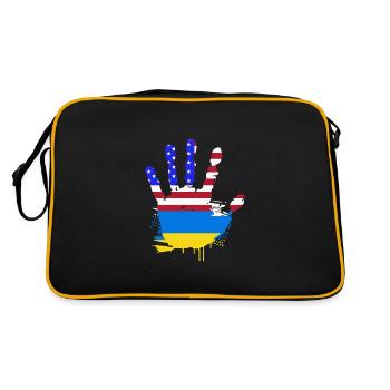 Ukraine - Retro Tasche - Schwarz/Gold - Hinten