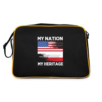Polen Polnisch - Retro Tasche - Schwarz/Gold - Hinten