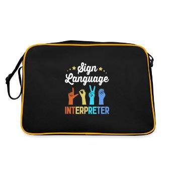 Sign language sign ASL deaf - Retro Bag - black/gold - Back