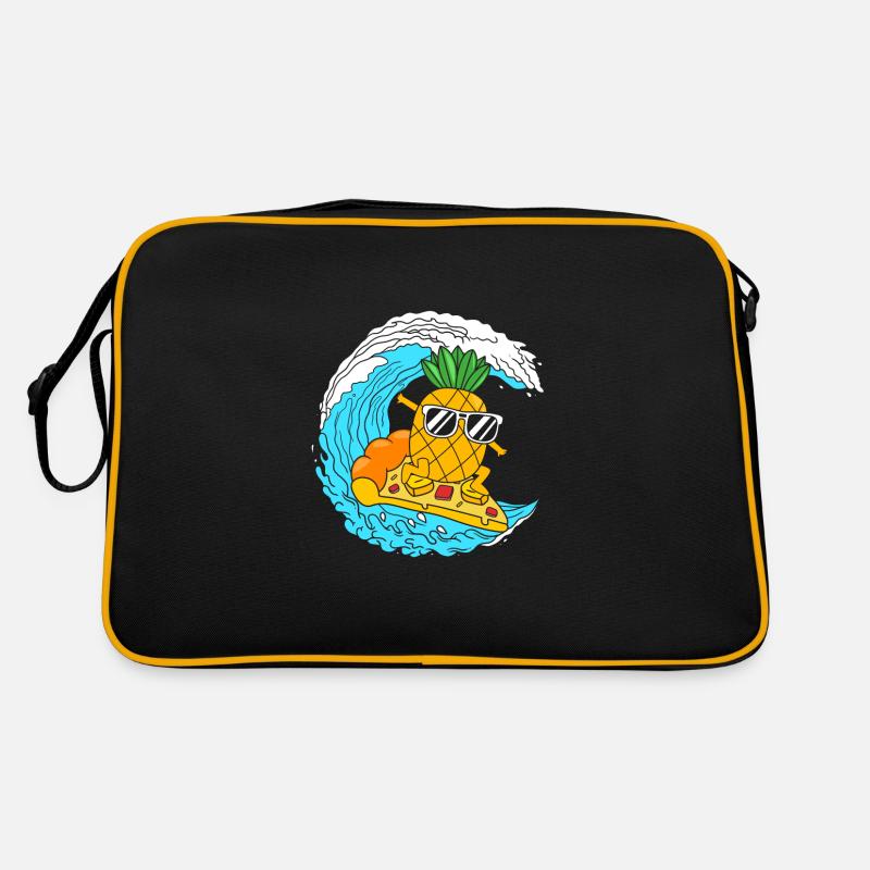 Pizza Hawaii - Retro Tasche - Schwarz/Gold