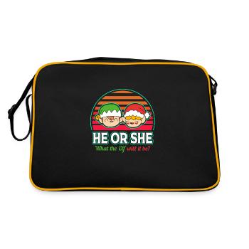 Weihnachten Gender Reveal Neugeborenes Babysprüche - Retro Tasche - Schwarz/Gold - Hinten