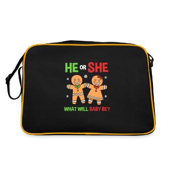 Weihnachten Gender Reveal Neugeborenes Babysprüche - Retro Tasche - Schwarz/Gold - Hinten