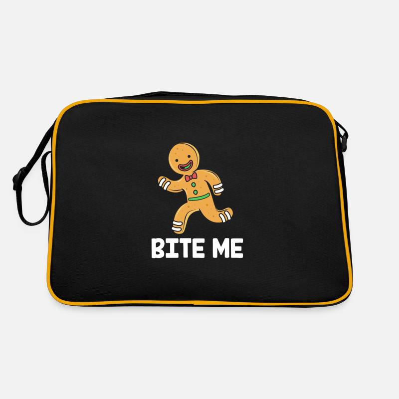 Lebkuchenmann Lebkuchenherz Lebkuchen Naschen - Retro Tasche - Schwarz/Gold