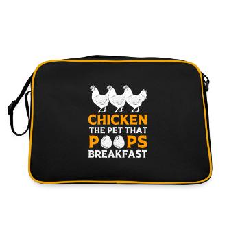 Huhn Geflügel - Retro Tasche - Schwarz/Gold - Hinten
