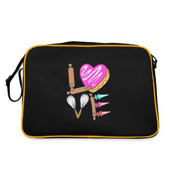 Torte Törtchen Dekoration Kuchen - Retro Tasche - Schwarz/Gold - Hinten