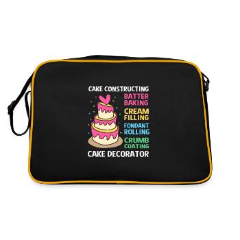 Torte Törtchen Dekoration Kuchen - Retro Tasche - Schwarz/Gold - Hinten