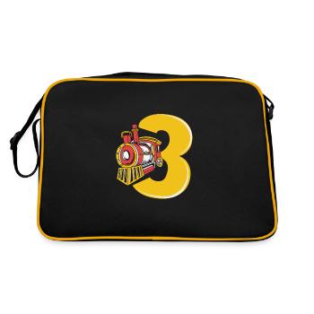 Kindergeburtstag Zug Zugführer Lokomotive - Retro Tasche - Schwarz/Gold - Hinten
