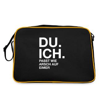 Du. Ich. Passt wie arsch auf Eimer - Retro Tasche - Schwarz/Gold - Hinten