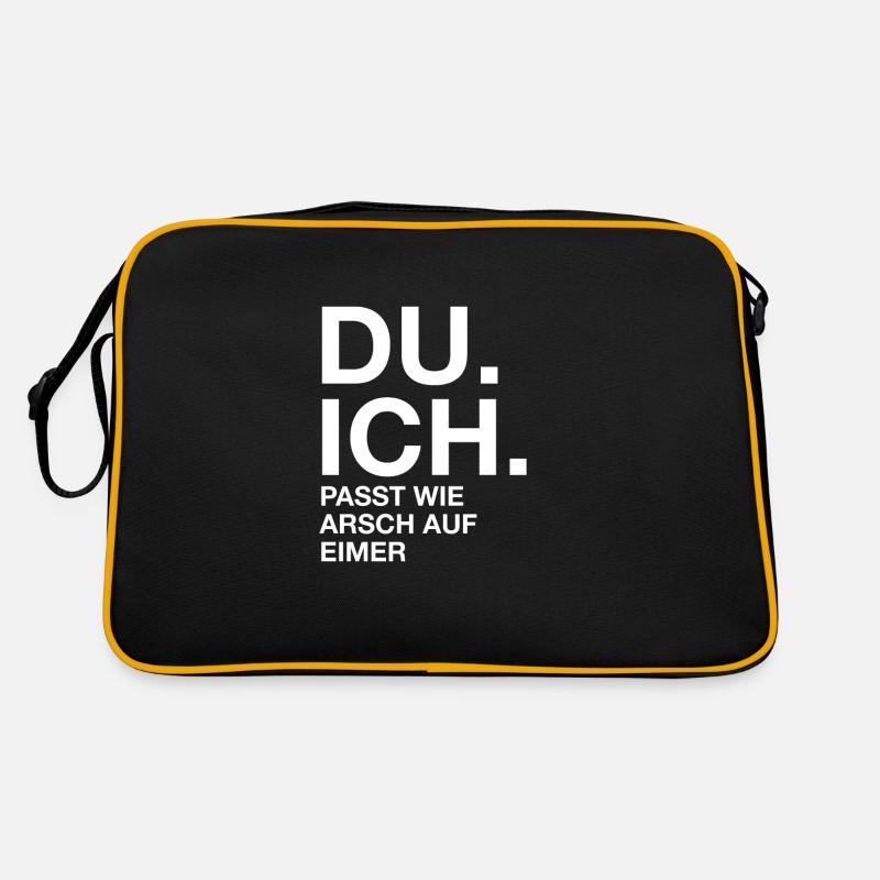 Du. Ich. Passt wie arsch auf Eimer Retro Tasche