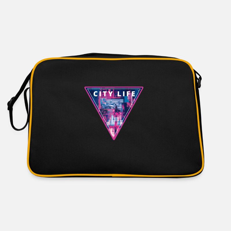 City Life - Synthwave Aesthetic Retrowave - Retro Bag - black/gold