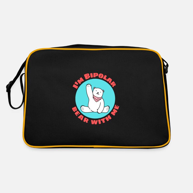 Je suis un ours bipolaire avec moi | Jeu de mots mignon avec l’ours polaire - Sac Retro - noir/or