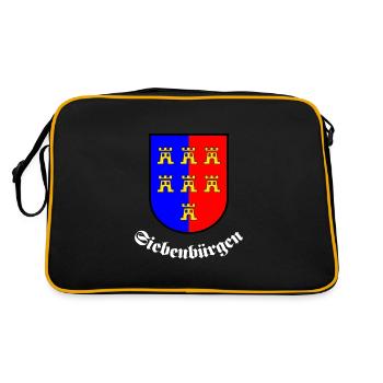 Siebenbürger-Sachsen Wappen "Siebenbürgen" - Retro Tasche - Schwarz/Gold - Hinten