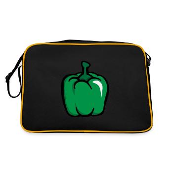 Grüne Paprika green pepper paprica - Retro Tasche - Schwarz/Gold - Hinten