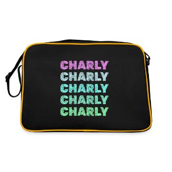 Vorname Charly - Retro Tasche - Schwarz/Gold - Hinten