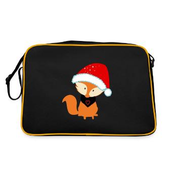 Weihnachten Fuchs Kind - Retro Tasche - Schwarz/Gold - Hinten