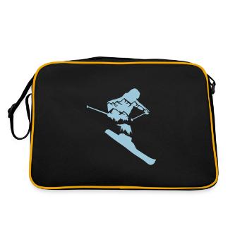 Ski - skieur et silhouette de montagne - Sac Retro - noir/or - Dos