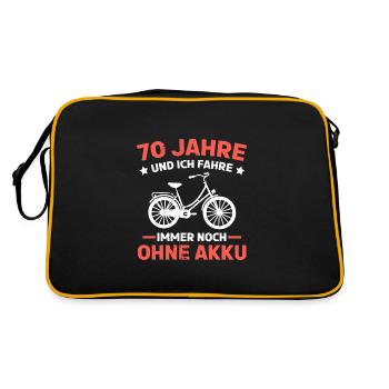 70. Geburtstag Biker Mountainbike 70. Jahre - Retro Tasche - Schwarz/Gold - Hinten