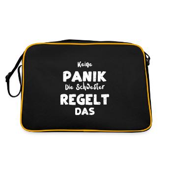 Keine Panik Die Schwester Regelt... - Retro Tasche - Schwarz/Gold - Hinten