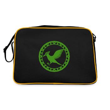Vogel - Fliegen - Naturschutz Tierfreund - Wald - Retro Tasche - Schwarz/Gold - Hinten