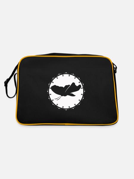 Schmetterling - Naturschutz - Umwelt - Insekt - Retro Tasche - Schwarz/Gold - Hinten