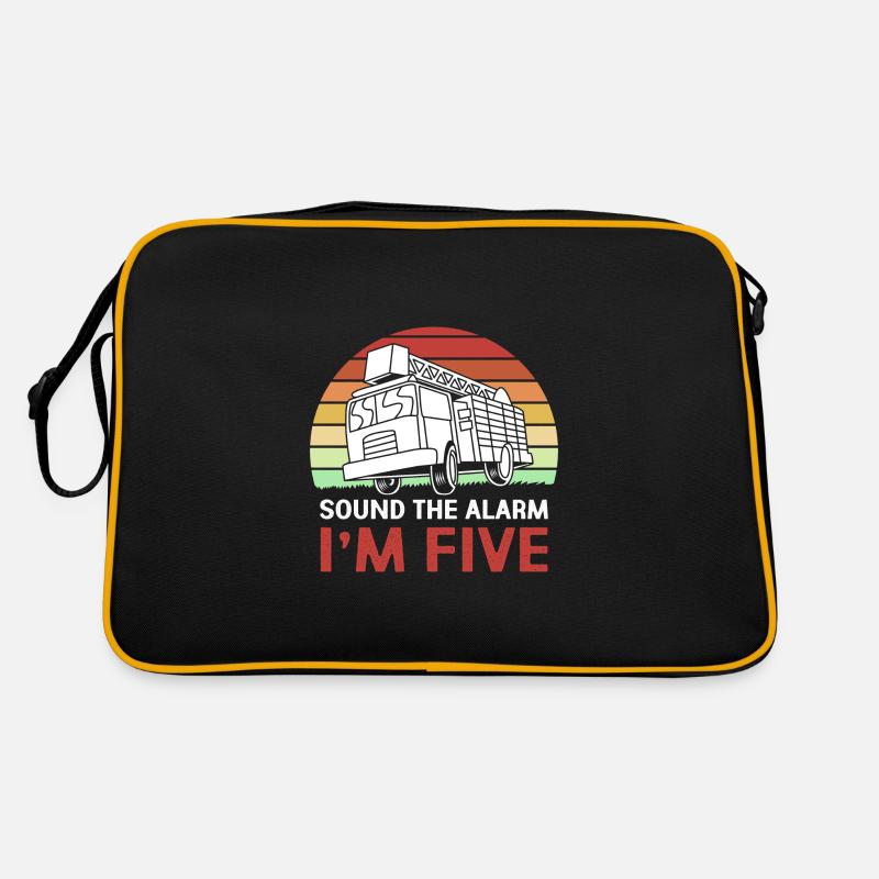Feuerwehrauto Kindergeburtstag - Retro Tasche - Schwarz/Gold