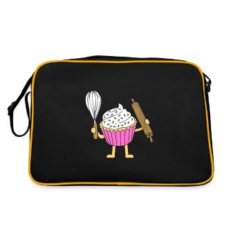Torte Törtchen Dekoration Kuchen - Retro Tasche - Schwarz/Gold - Hinten