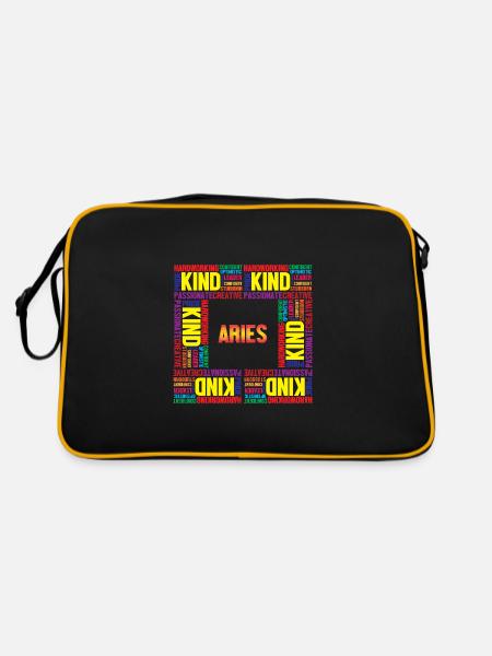 Sternzeichen Widder - Retro Tasche - Schwarz/Gold - Hinten