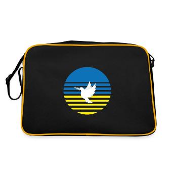 Make Peace No War Ukraine Frieden Taube - Retro Tasche - Schwarz/Gold - Hinten