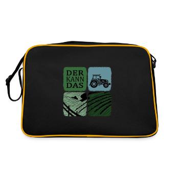 Traktorfahrer Traktor kann das Erntezeit - Retro Tasche - Schwarz/Gold - Hinten