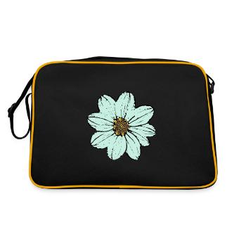 Blume hellblau blaue Blume - Retro Tasche - Schwarz/Gold - Hinten