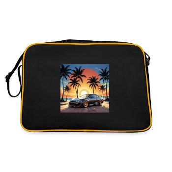 JDM Sportcar Tuning Strand Palmen - Retro Tasche - Schwarz/Gold - Hinten