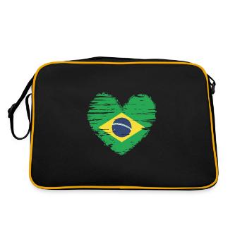 Brazil heart flag flag coat of arms - Retro Bag - black/gold - Back