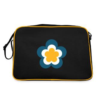 70s Flower Pattern Green, Carnival, Mardi Gras - Retro Bag - black/gold - Back