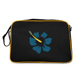 Hibiscus. blue hibiscus flower - Retro Bag - black/gold - Back