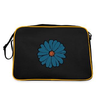 Blume dunkelblau blaue Blume Blumen blau - Retro Tasche - Schwarz/Gold - Hinten