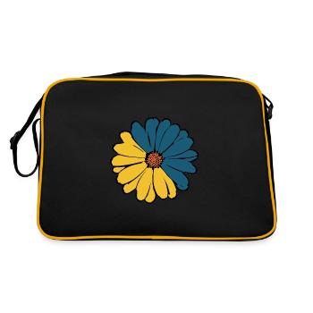 Blume dunkelblau blaue Blume Blumen blau-gelb - Retro Tasche - Schwarz/Gold - Hinten