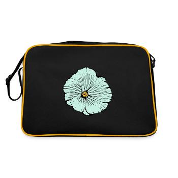 Blume hellblau blaue Blume Malve - Retro Tasche - Schwarz/Gold - Hinten