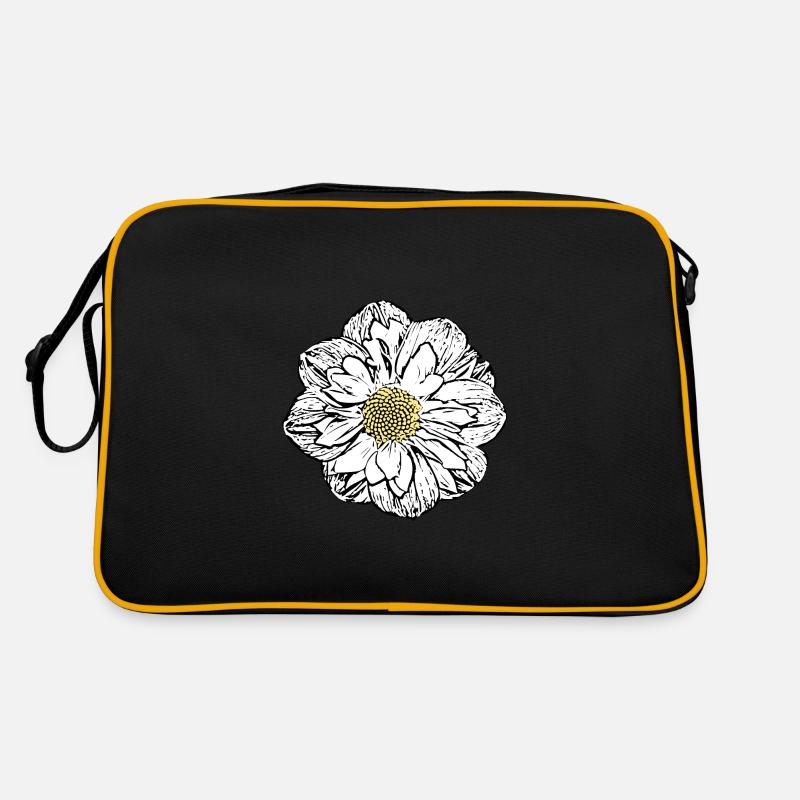 Blume weiß weiße Blumen Geschenk Muttertag Mutter - Retro Tasche - Schwarz/Gold