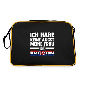 Kroaten Kroate Kroatin Hrvatska Kroatien - Retro Tasche - Schwarz/Gold - Hinten