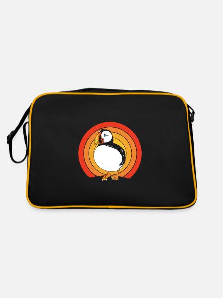 Papageientaucher Puffin - Retro Tasche - Schwarz/Gold - Hinten