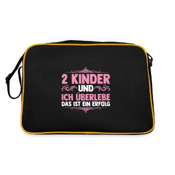 Mama Von 2 Kindern - Retro Tasche - Schwarz/Gold - Hinten
