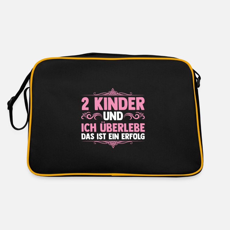 Mama Von 2 Kindern - Retro Tasche - Schwarz/Gold