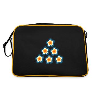 Années 70 Fleur Motif Rétro Hippie Fleurs Puissance - Sac Retro - noir/or - Dos