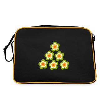 Années 70 Fleur Motif Rétro Hippie Fleurs Puissance - Sac Retro - noir/or - Dos