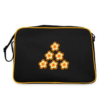 des années 70 fleur motif rétro Hippie fleurs pouvoir - Sac Retro - noir/or - Dos